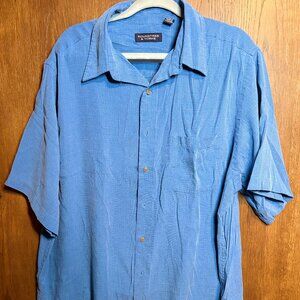 Roundtree & Yorke Men’s 2XT Short Sleeve Shirt Blue Soft Polyester Modal Blend